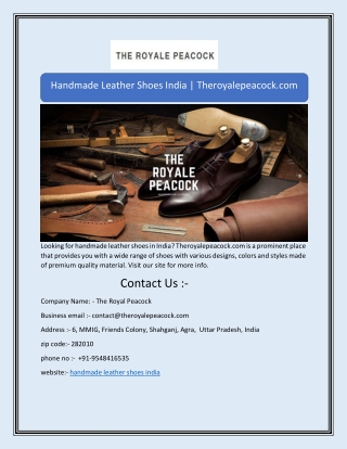 Handmade Leather Shoes India | Theroyalepeacock.com