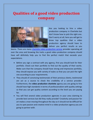Qualities of a good video production company