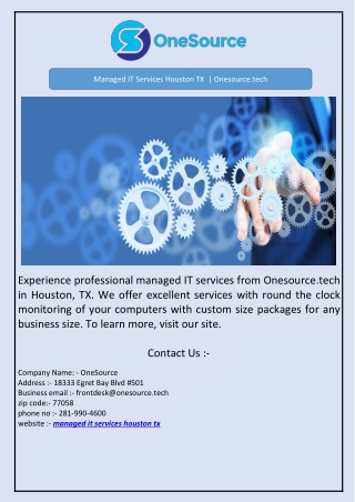 Managed IT Services Houston TX  | Onesource.tech