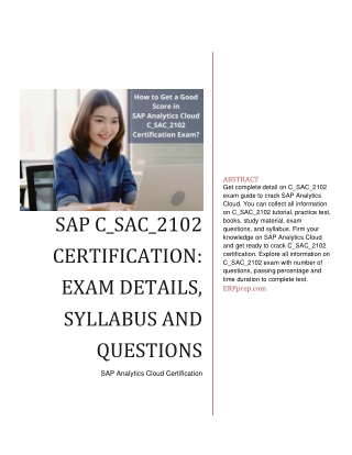 SAP C_SAC_2102 Certification: Exam Details, Syllabus and Questions