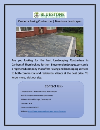 Canberra Paving Contractors | Bluestone Landscapes