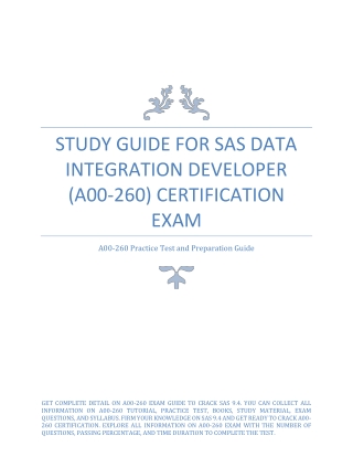 Study Guide for SAS Data Integration Developer (A00-260) Certification Exam