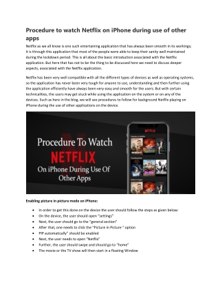 Procedure to watch Netflix on iPhone during use of other apps