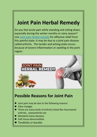 Joint Pain Herbal Remedy