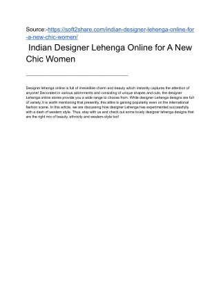 Indian Designer Lehenga Online for A New Chic Women