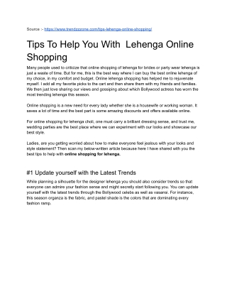 Tips To Help You With  Lehenga Online Shopping