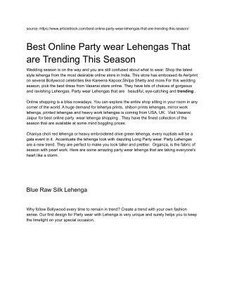 Lehenga With Party Wear Design