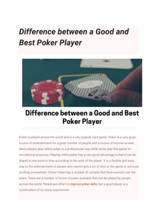 What Are Good and Best Poker Players