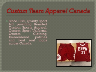 Custom Team Apparel Canada