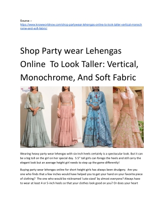 Shop Party wear Lehengas Online  To Look Taller