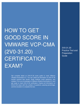 How to Get Good Score in VMware VCP-CMA (2V0-31.20) Certification Exam?