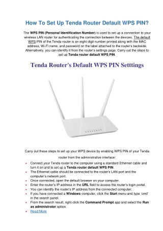 How To Set Up An Tenda Router Default WPS PIN? - Quick Steps