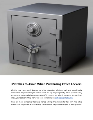 Mistakes to Avoid When Purchasing Office Lockers