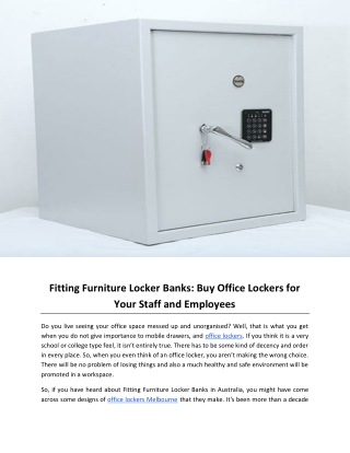 Fitting Furniture Locker Banks: Buy Office Lockers for Your Staff and Employees