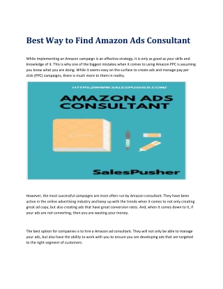 Best Way to Find Amazon Ads Consultant