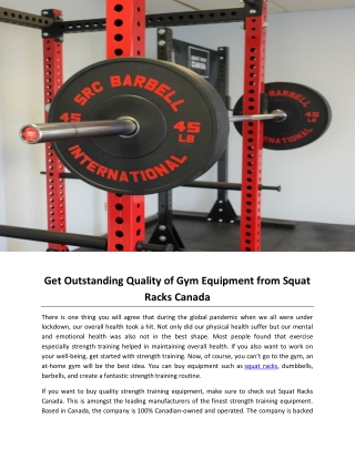 Get Outstanding Quality of Gym Equipment from Squat Racks Canada