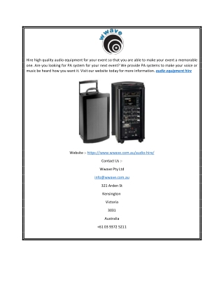 Audio Equipment Hire | wwave.com.au