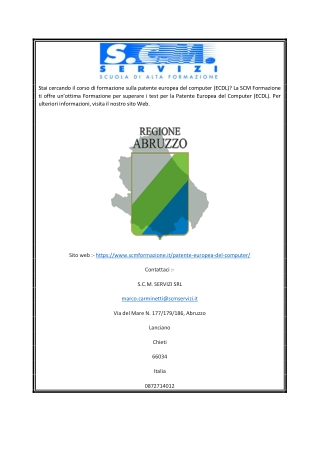 Corsi per Patente Europea del Computer ECDL a Lanciano Chieti Regione Abruzzo | scmformazione.it