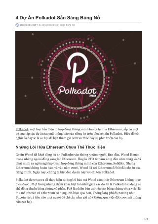 4 Dự Án Polkadot Sẵn Sàng Bùng Nổ