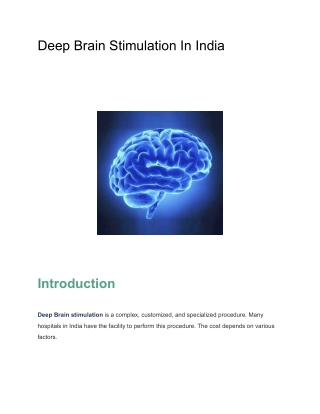 Deep Brain Stimulation In India