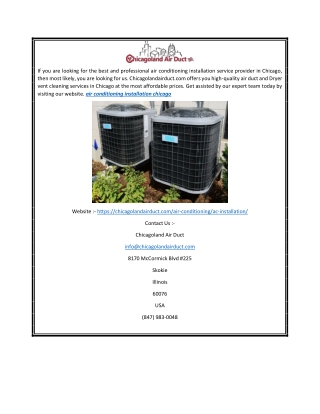 Air Conditioning Installation Chicago | Chicagolandairduct.com