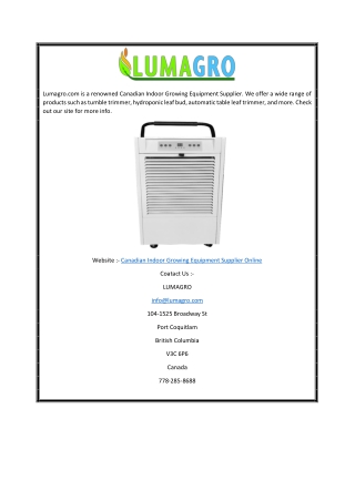 Canadian Indoor Growing Equipment Supplier Online | Lumagro.com