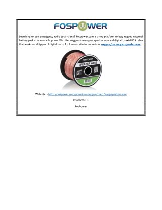 Oxygen Free Copper Speaker Wire | Fospower.com