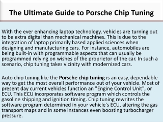 The Ultimate Guide to Porsche Chip Tuning