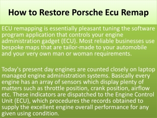 How to Restore Porsche Ecu Remap