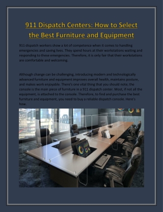 911 Dispatch Centers: How to Select the Best Furniture and Equipment