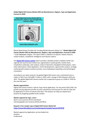 Global Digital Still Camera Market Forecast to 2026