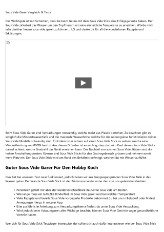 Die 4 Minuten Regel für  Sous Vide Garen Geräte - 2020
