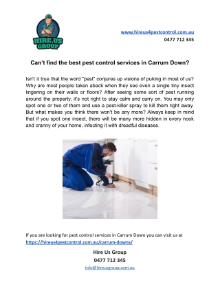 Can’t find the best pest control services in Carrum Down?