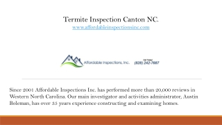 Termite Inspection Canton NC.