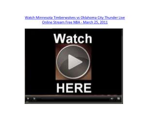 Watch Minnesota Timberwolves vs Oklahoma City Thunder Live O