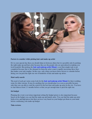 Factors to consider while picking hair and make-up artist