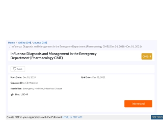 Influenza: Diagnosis and Management in the Emergency Department