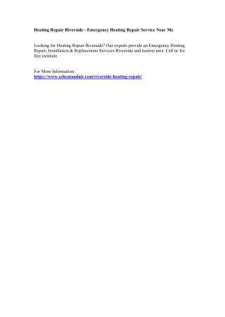 Heating Repair Riverside - Emergency Heating Repair Service Near Me