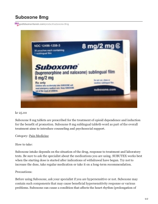 Buy Suboxone 8mg