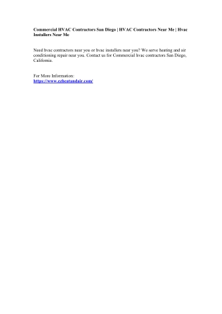 Commercial HVAC Contractors San Diego | HVAC Contractors Near Me | Hvac Installers Near Me