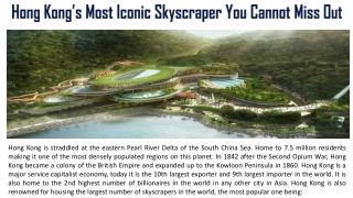 Hong Kong’s Most Iconic Skyscraper You Cannot Miss Out