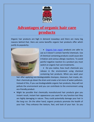Advantages of organic hair care products