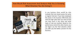 How Would Risk Assessment And Analysis Help You In Knowing What Direction You Are Going In?