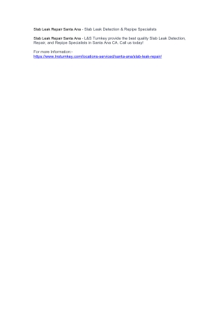 Slab Leak Repair Santa Ana - Slab Leak Detection & Repipe Specialists