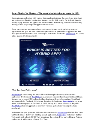 React Native Vs Flutter – The most ideal decision to make in 2021
