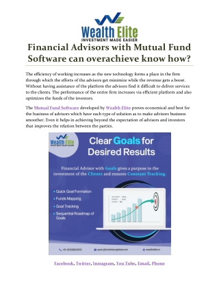 Financial Advisors with Mutual Fund Software can overachieve know how