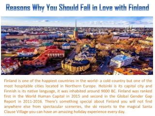 Reasons Why You Should Fall in Love with Finland