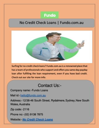 No Credit Check Loans | Fundo.com.au