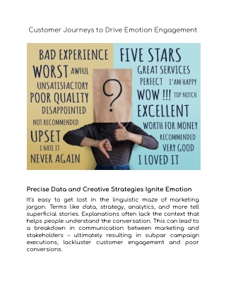 Customer Journeys to Drive Emotion Engagement