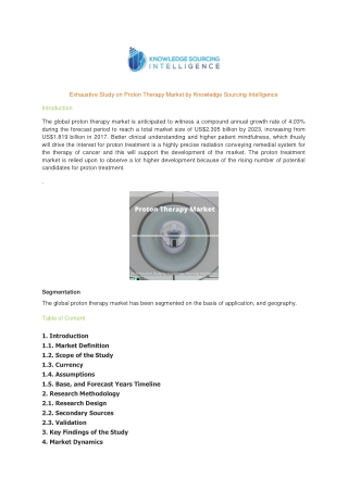 Exhaustive Study on Proton Therapy Market